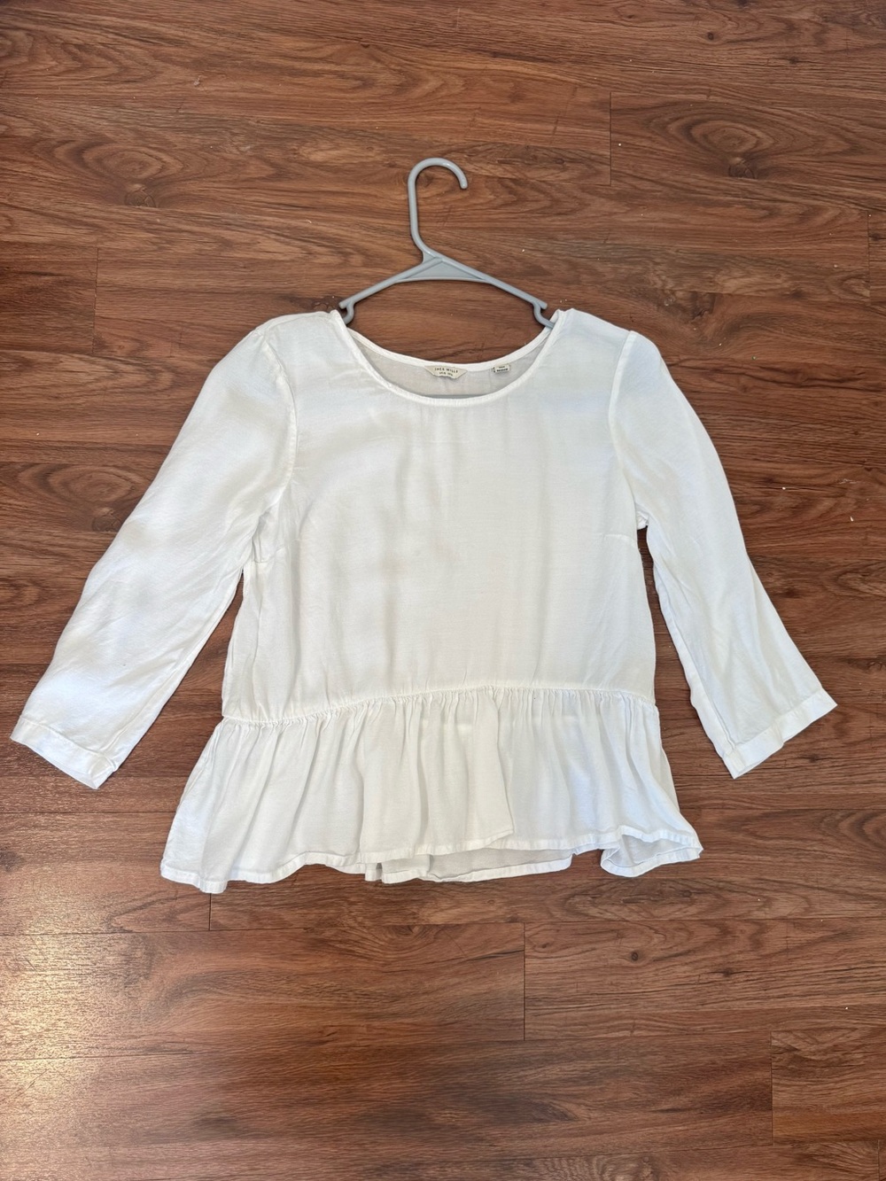Jack Wills White 3/4 Sleeve Blouse (Falconwood Peplum Top) - Size US 6/UK 10